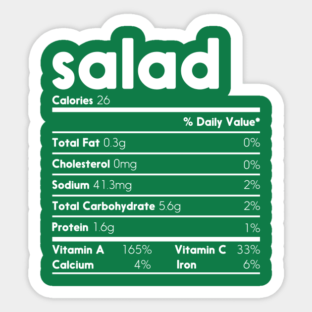 Salad Nutrition Facts Funny Thanksgiving Christmas Costume Sticker by TeeA